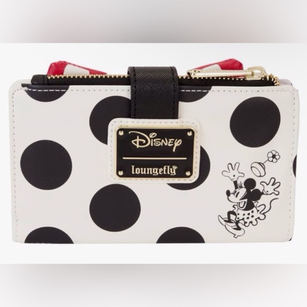Disney Loungefly Minnie Mouse 3D Bow Flap Zip Wallet Vegan Leather Wallet - Picture 2 of 6